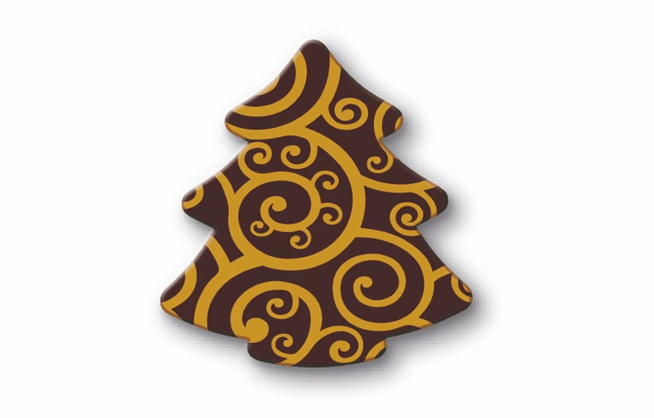Schoko-Tannenbaum Mit Goldornamenten, 3,3 X 3 Cm, 24 Stück 1 Schoko-Tannenbaum Mit Goldornamenten, 3,3 X 3 Cm, 24 Stück