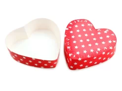Backform Herz, 2er-Set, Rot Mit Weißen Sternen, Backkarton, 12,5 X 4 Cm