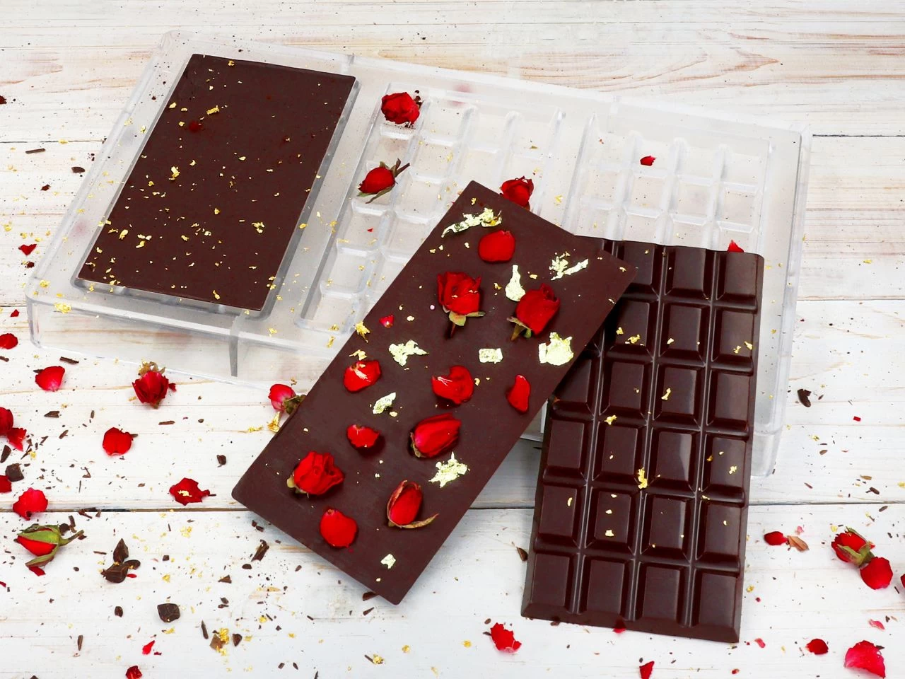 Schokoladenform: Tafel, Kunststoff, Farblos, 3 Mulden á 144 X 70 X 8 Mm 1 Schokoladenform: Tafel, Kunststoff, Farblos, 3 Mulden á 144 X 70 X 8 Mm