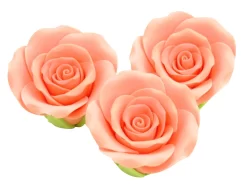 Zucker-Rosen, Lachsfarbe, 3 Stück, 5 X 3,5 Cm