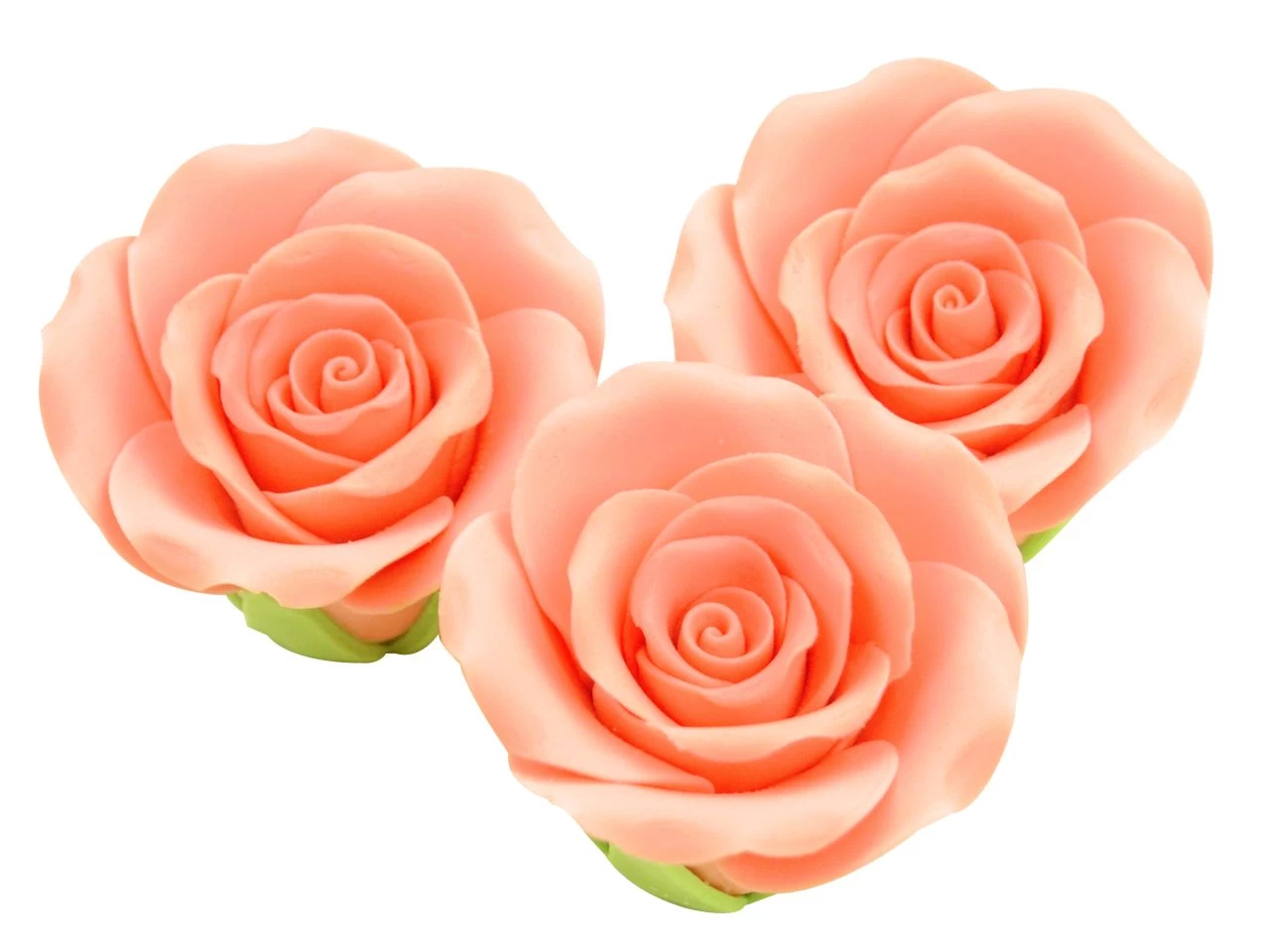 Zucker-Rosen, Lachsfarbe, 3 Stück, 5 X 3,5 Cm