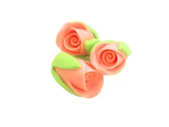 Zuckerblumen Lachsfarbene Rosenknospen, Apricot & Grün, 3 Stück á 20 X 27 Mm