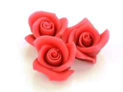 Mittlere Marzipan-Rosen, Rot, 4 Stück, 4 X 2 Cm