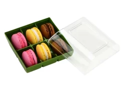 Silikomart Macarons-Verpackung: Grün, Kunststoff, Olive & Transparent, Für 6 Macarons, 9,9 X 9,4 X 5,3 Cm -Hobbybäcker b24400
