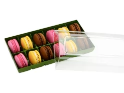 Silikomart Macarons-Verpackung: Grün, Kunststoff, Olive & Transparent, Für 12 Macarons, 18,4 X 9,4 X 5,3 Cm -Hobbybäcker b24410