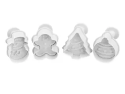 Ausstecher-Set Mit Auswerfer: Weihnachten, Kunststoff, Weiß, 4 Motive