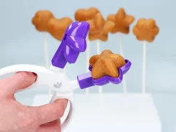 Cake Pop Former, Kunststoff, Weiß-Lila, 3 Aufsätze (Blume, Stern, Herz) -Hobbybäcker b39844