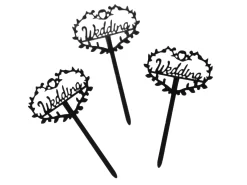 Cake Topper: Wedding, Schwarz, 8 Stück á 7,5 X 4 Cm