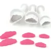 DEKOFEE Mini-Ausstecher-Set Mit Stempel: Wolken, Kunststoff, Weiß, 3er-Set