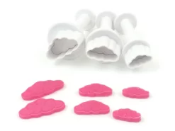 DEKOFEE Mini-Ausstecher-Set Mit Stempel: Wolken, Kunststoff, Weiß, 3er-Set