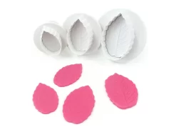 DEKOFEE Ausstecher-Set Mit Stempel: Rosenblätter, Kunststoff, Weiß, 3 Größen