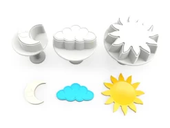 DEKOFEE Ausstecher-Set Mit Stempel: Himmel, Kunststoff, Weiß, 3er-Set