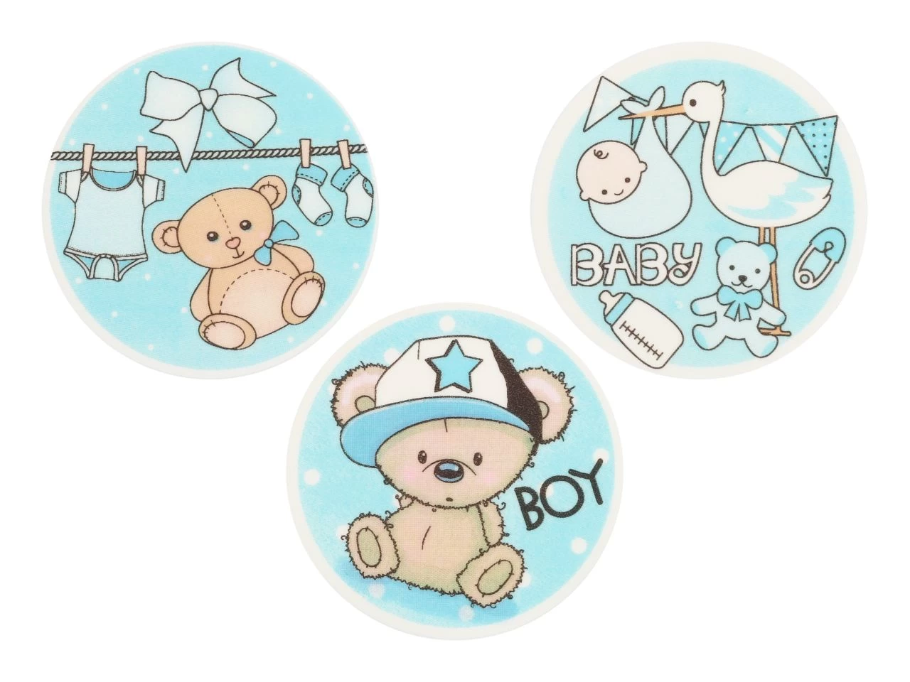 Cupcakes-Aufleger Babyblau, 3 Designs, Hellblau, Weiß & Braun, 3 Stück á 90 X 2 Mm 1 Cupcakes-Aufleger Babyblau, 3 Designs, Hellblau, Weiß & Braun, 3 Stück á 90 X 2 Mm