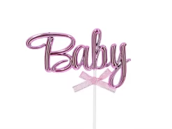 Cake Topper: 3D-Baby, Glänzendes Pink, 16,7 X 6 X 0,6 Cm