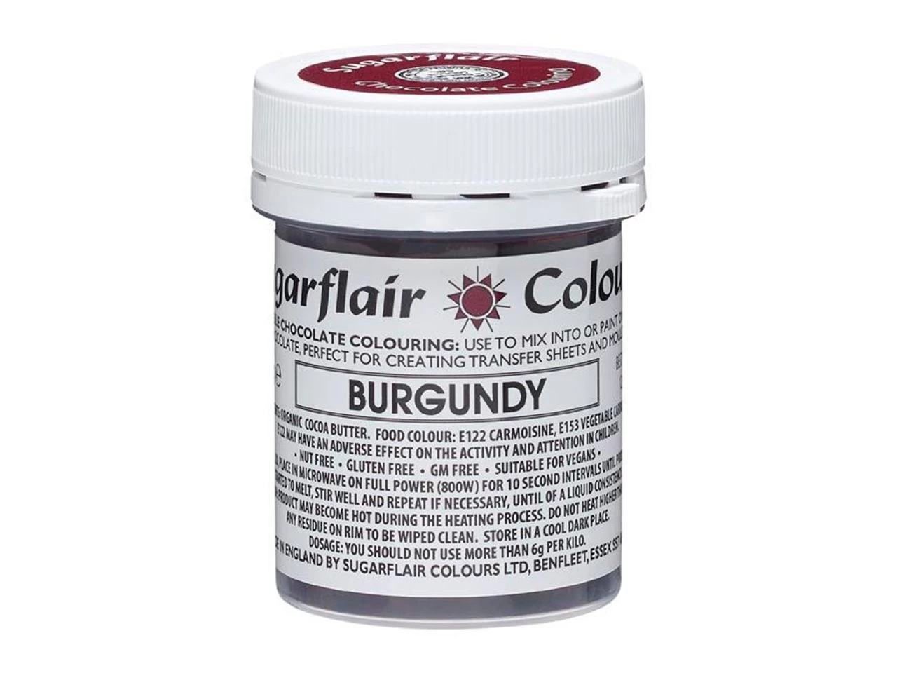 Sugarflair: Schokoladenfarbe Burgundy, Weinrot, 35 G 1 Sugarflair: Schokoladenfarbe Burgundy, Weinrot, 35 G
