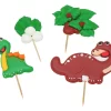 Zuckerdekor Dinosaurier-Set, 4 Designs (Dinos & Dschungelpflanzen)