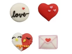 Culpitt: Zuckerdekor Liebesbrief, 4 Designs, Rot, Rosa & Weiß, 12 Stück á 25 X 20 Mm