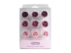 Culpitt: Zuckerblumen Violette Ombré-Rosen, 3 Lila-Töne, 12 Stück á 20 Mm