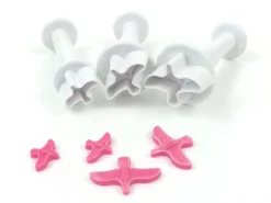 DEKOFEE Mini-Ausstecher-Set Mit Stempel: Tauben, Kunststoff, Weiß, 3er-Set