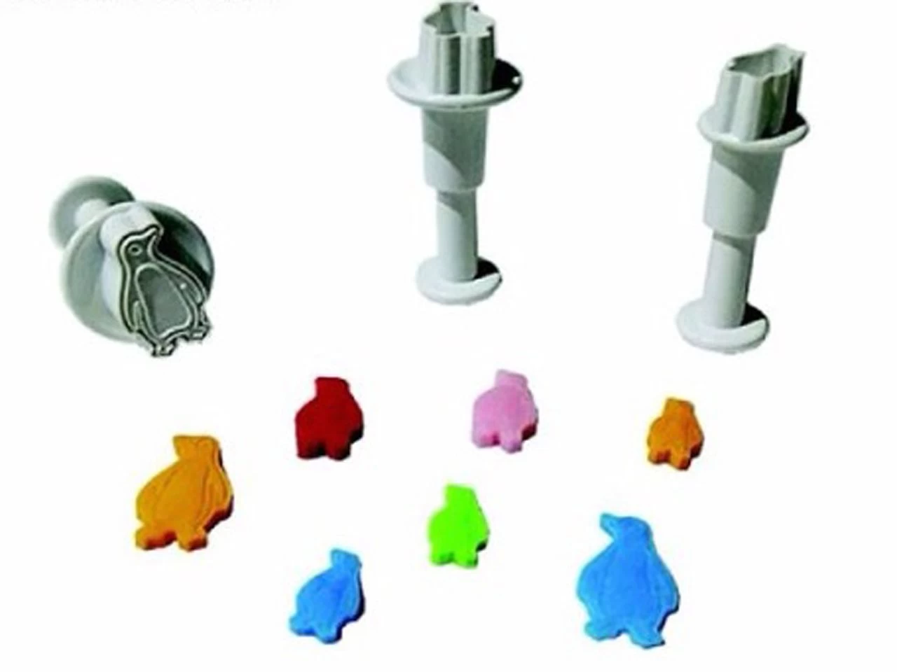 DEKOFEE Mini-Ausstecher-Set Mit Stempel: Pinguine, Kunststoff, Weiß, 3er-Set 1 DEKOFEE Mini-Ausstecher-Set Mit Stempel: Pinguine, Kunststoff, Weiß, 3er-Set