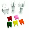 DEKOFEE Mini-Ausstecher-Set Mit Stempel: Zähne, Kunststoff, Weiß, 3er-Set