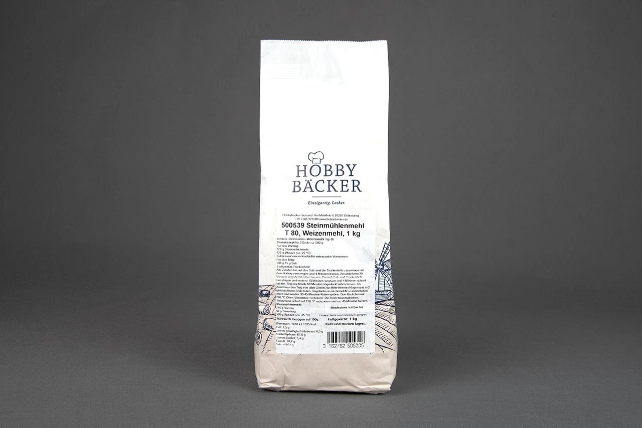 Steinmühlenmehl T80, Weizenmehl, 1kg 2 Steinmühlenmehl T80, Weizenmehl, 1kg - Image 2