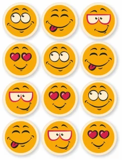 Schokoaufleger Gesichter, Weiß, Ø 3cm, 24 Stück